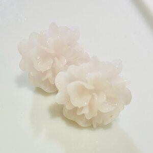 3D White Rose Flower stud earrings,